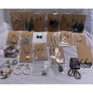 Lot of 17 Pairs Earrings 4 Necklaces Assorted Colors & Designs Must See